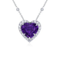 Platinum Heart-Shaped No-Heat Purple Sapphire Certified Pendants