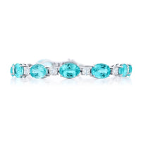 Platinum Oval Paraiba and Diamond Bracelet