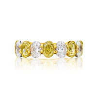 18K Yellow Gold Alternating Fancy Yellow and White Oval Diamond Band