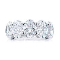 Platinum 5 Stone Oval Cut Diamond Shared Prong Band