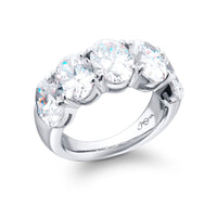 Platinum 5 Stone Oval Cut Diamond Shared Prong Band