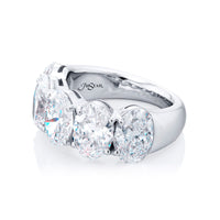 Platinum 5 Stone Oval Cut Diamond Shared Prong Band