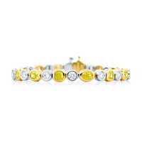 18K Yellow Gold and Platinum Oval and Cushion-Cut Fancy Yellow Diamond Bezel Bracelet