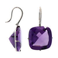 Eclat Jewels 18K White Gold Amethyst and Diamond Earrings