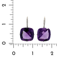 Eclat Jewels 18K White Gold Amethyst and Diamond Earrings