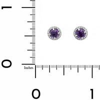 14K White Gold Amethyst and Diamond Halo Earrings