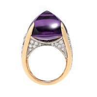 Eclat Jewels 18K Rose Gold and Platinum Cabochon Amethyst and Diamond Ring