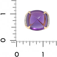 Eclat Jewels 18K Rose Gold and Platinum Cabochon Amethyst and Diamond Ring
