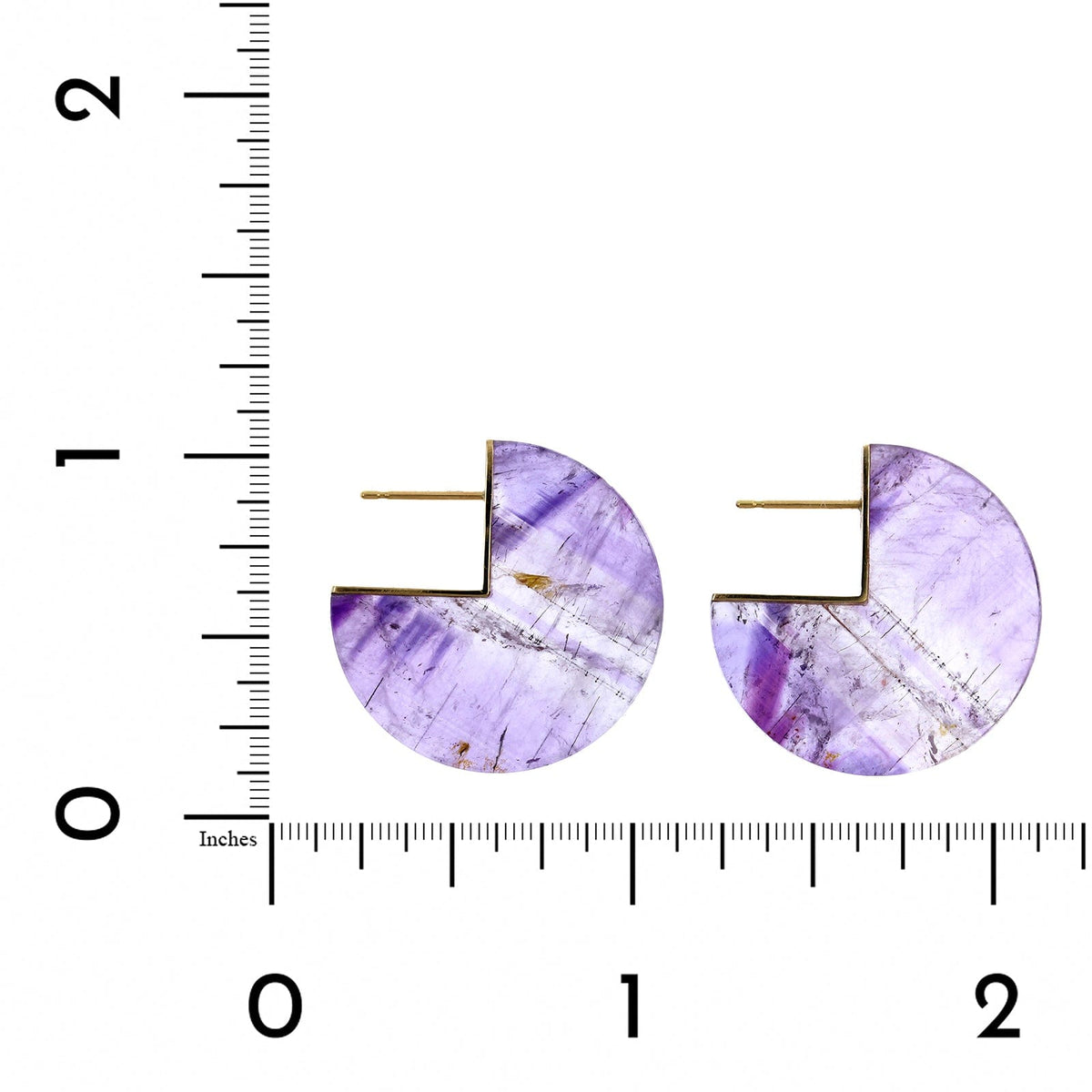 18K Yellow Gold Amethyst Shell Sliced Earrings