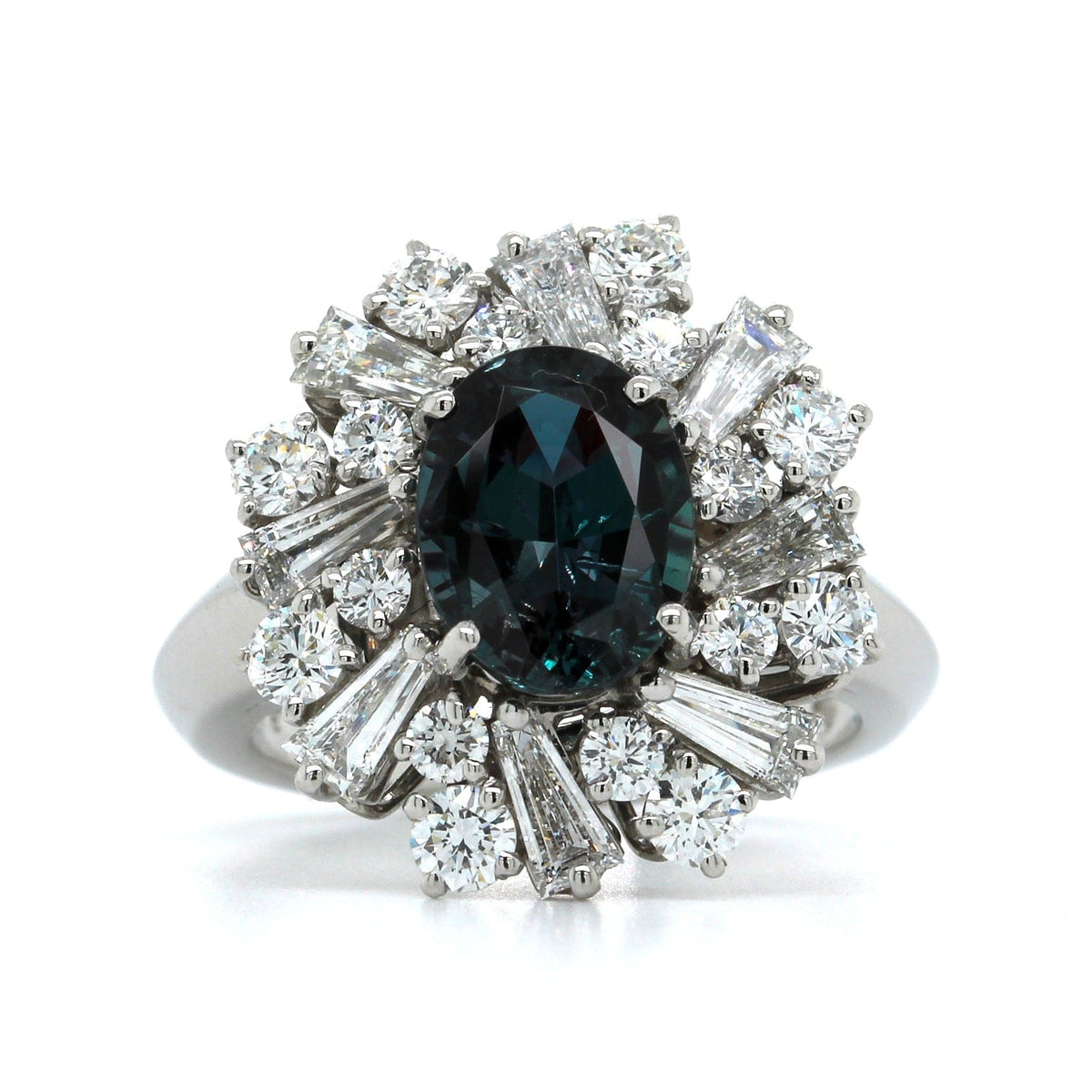 Platinum Oval Alexandrite Diamond Ring