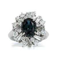 Platinum Oval Alexandrite Diamond Ring