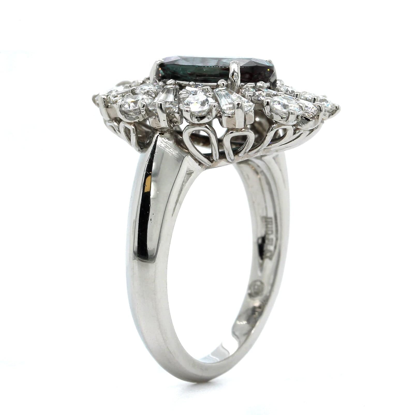 Platinum Oval Alexandrite Diamond Ring