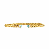 Cablespira® Flex Bracelet 18K Yellow Gold with Aquamarine and Diamonds, 4mm