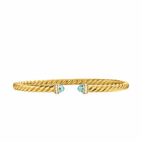 Cablespira® Flex Bracelet 18K Yellow Gold with Aquamarine and Diamonds, 4mm