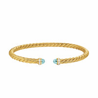 Cablespira® Flex Bracelet 18K Yellow Gold with Aquamarine and Diamonds, 4mm