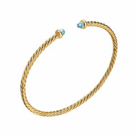 Micro Cablespira® Flex Bracelet 18K Yellow Gold with Aquamarine, 2.6mm