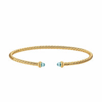 Micro Cablespira® Flex Bracelet 18K Yellow Gold with Aquamarine, 2.6mm