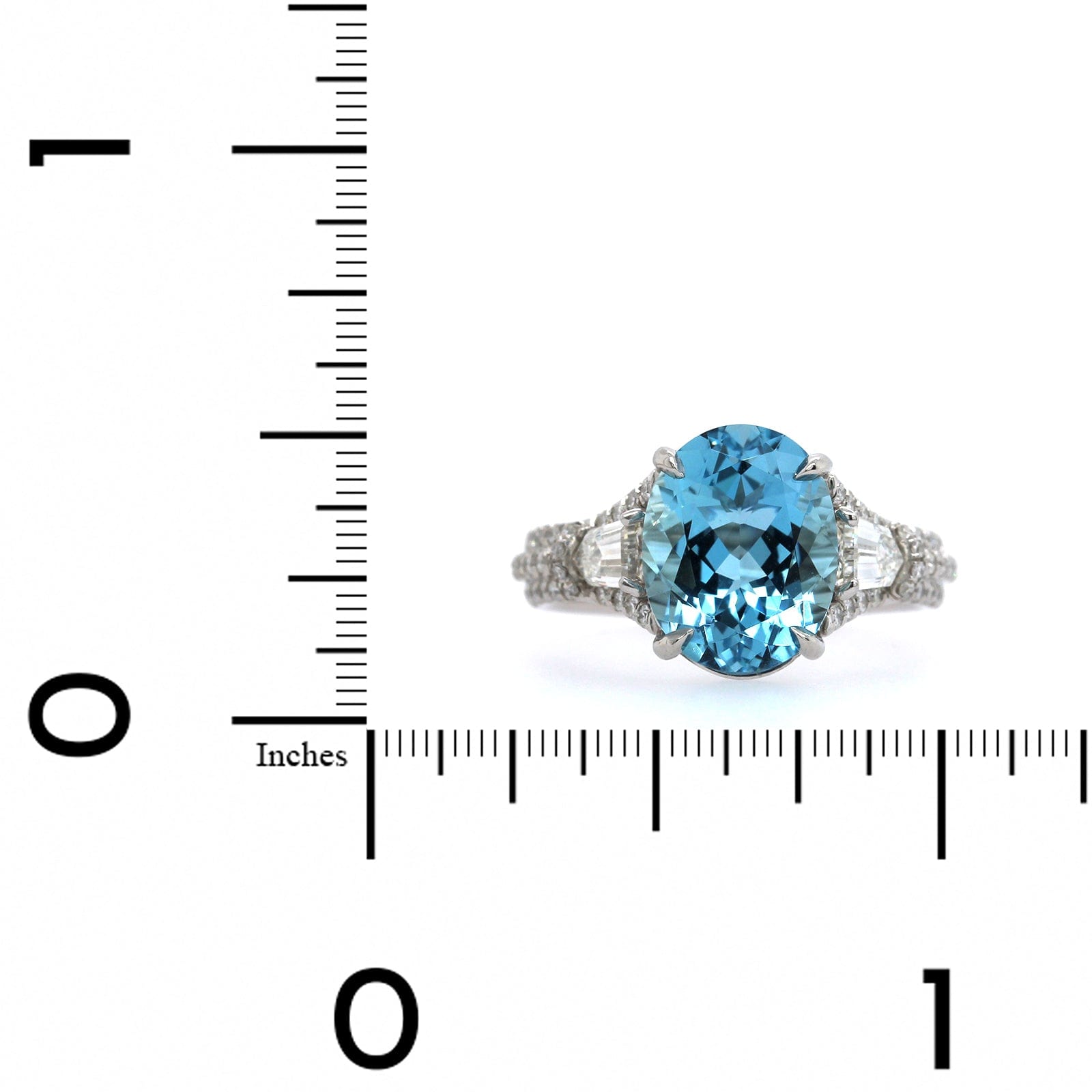Platinum Oval Aquamarine and Diamond Ring