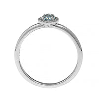 14K White Gold Round Aquamarine and Diamond Halo Ring