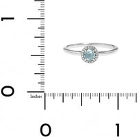 14K White Gold Round Aquamarine and Diamond Halo Ring