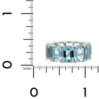 Eclat Jewels 18K White Gold Aquamarine and Diamond Eternity Ring
