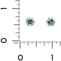 18K White Gold Aquamarine Hexagon Stud Earrings