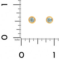 18K Yellow Gold Round Aquamarine Stud Earrings