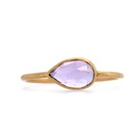 14K Yellow Gold Amethyst Bezel Set Ring