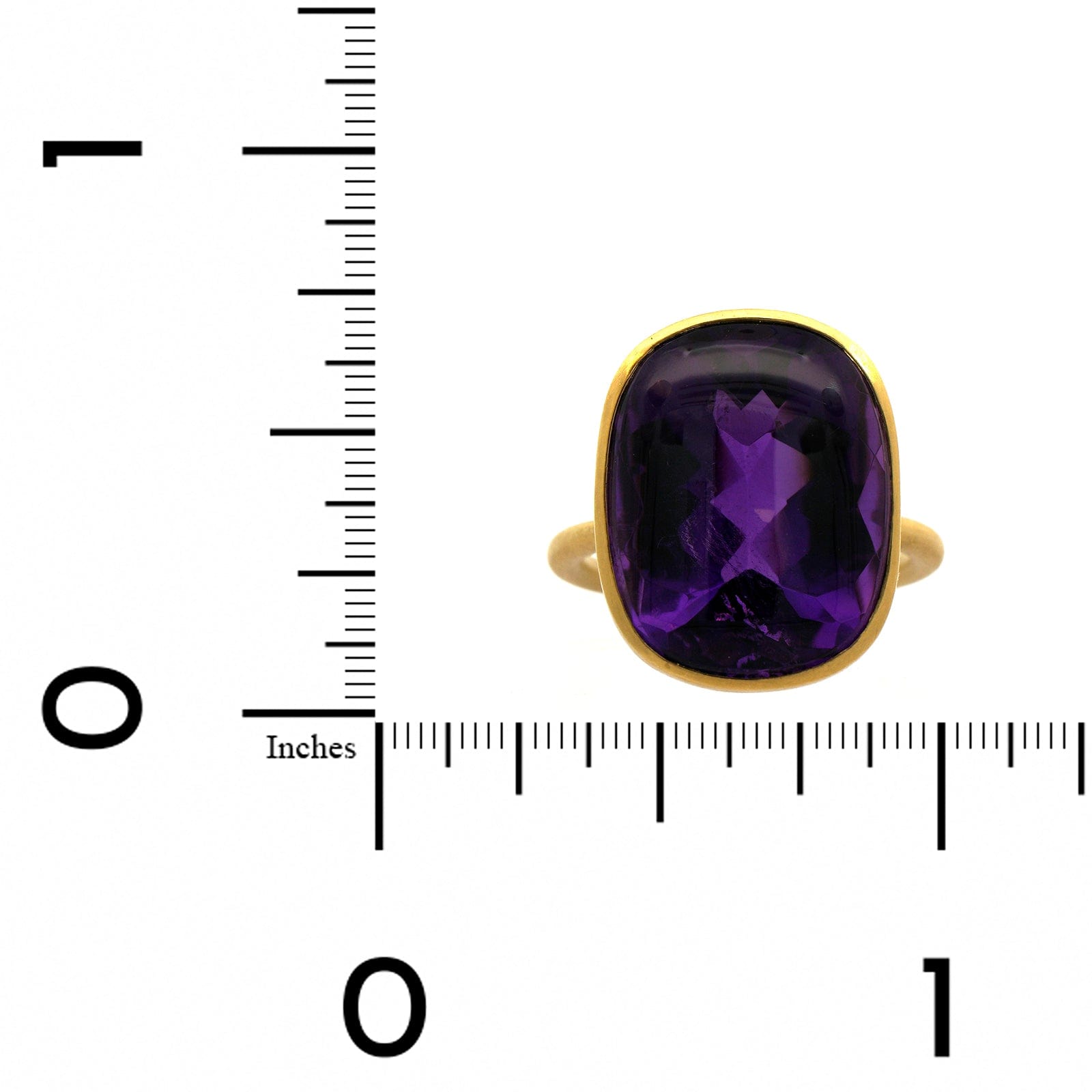 18K Yellow Gold Amethyst Bezel Set Ring