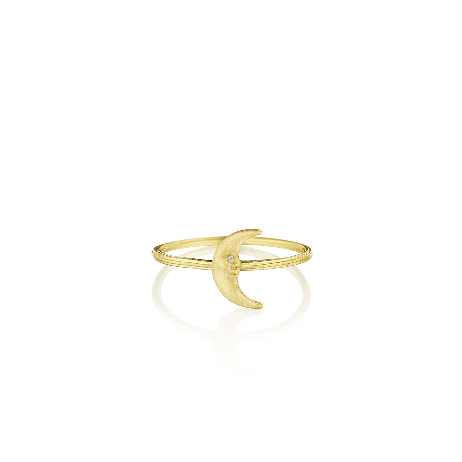 18K Yellow Gold Crescent Moonface Stacking Ring