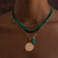 Azlee 18K Yellow Gold Emerald Bead Necklace