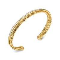 Crossover Two Row Bracelet in 18K Yellow Gold with Diamonds, 6mm