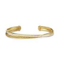 Crossover Two Row Bracelet in 18K Yellow Gold with Diamonds, 6mm
