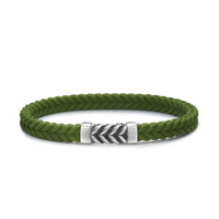 Chevron Bracelet Green Rubber with Sterling Silver, 6mm