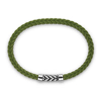 Chevron Bracelet Green Rubber with Sterling Silver, 6mm