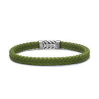Chevron Bracelet Green Rubber with Sterling Silver, 6mm