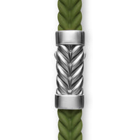Chevron Bracelet Green Rubber with Sterling Silver, 6mm