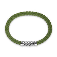 Chevron Bracelet Green Rubber with Sterling Silver, 9mm