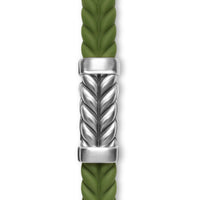 Chevron Bracelet Green Rubber with Sterling Silver, 9mm