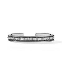 Pyramid Cuff Bracelet in Sterling Silver with Black Diamonds, 9.6mm