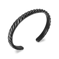 Sculpted Cable Cuff Bracelet Black Titanium, 7mm