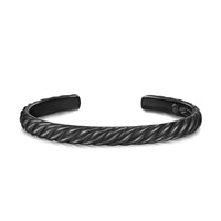 Sculpted Cable Cuff Bracelet Black Titanium, 7mm