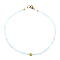 18K Yellow Gold Blue Topaz Bead Bracelet