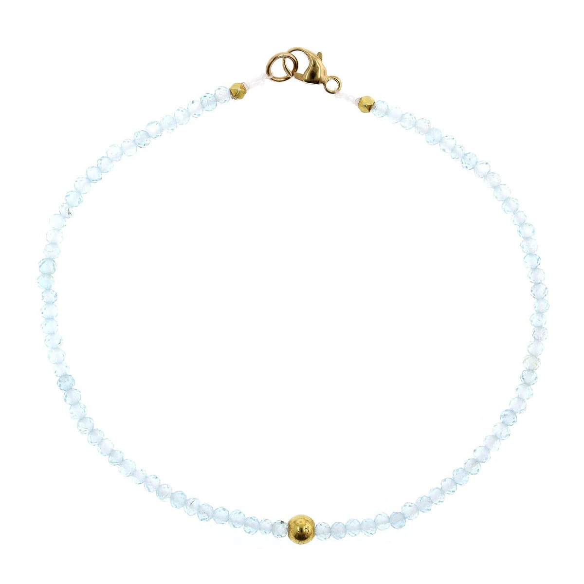 18K Yellow Gold Blue Topaz Bead Bracelet