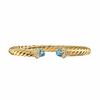 Cablespira® Flex Bracelet 18K Yellow Gold with Blue Topaz and Diamonds, 6mm