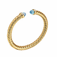 Cablespira® Flex Bracelet 18K Yellow Gold with Blue Topaz and Diamonds, 6mm