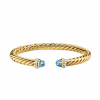 Cablespira® Flex Bracelet 18K Yellow Gold with Blue Topaz and Diamonds, 6mm