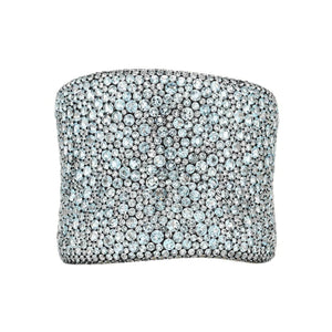 Etho Maria 18K White Gold Pave Set Blue Topaz Cuff Bracelet