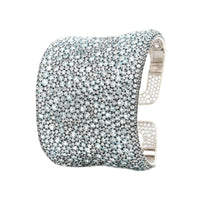 Etho Maria 18K White Gold Pave Set Blue Topaz Cuff Bracelet