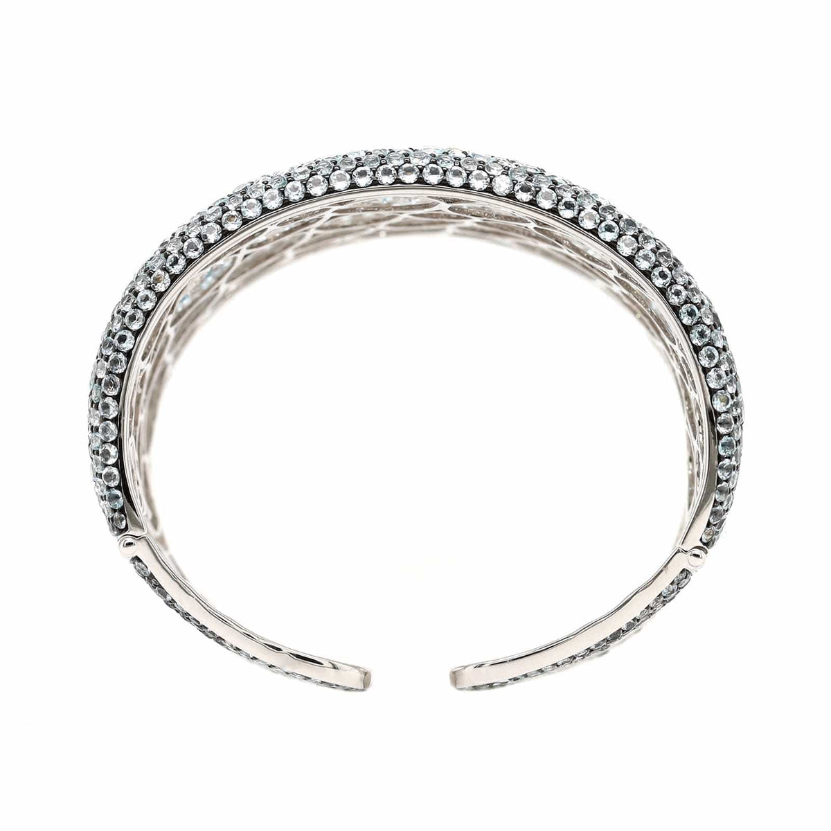 Etho Maria 18K White Gold Pave Set Blue Topaz Cuff Bracelet